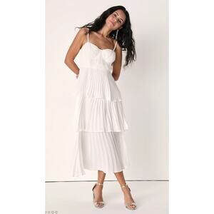 Lulu's White Tiered Midi Dress